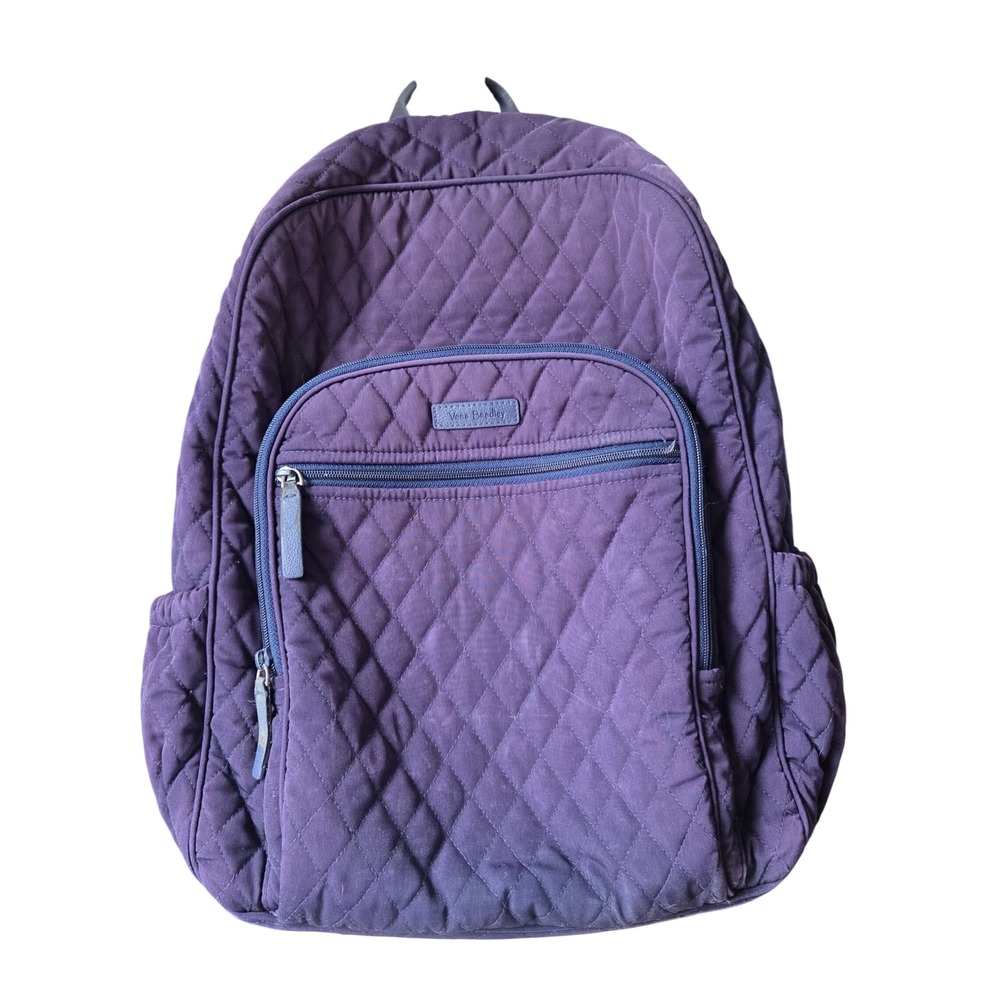 Vera Bradley Purple Quilted Backpack Polka Dot Lining School Travel Bag - Picture 2 of 6